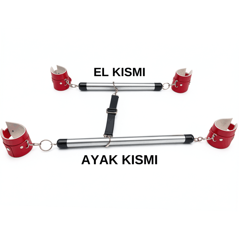 Fantezi Kırmızı Deri Seksi Borulu Yatak Kelepçesi BC5385