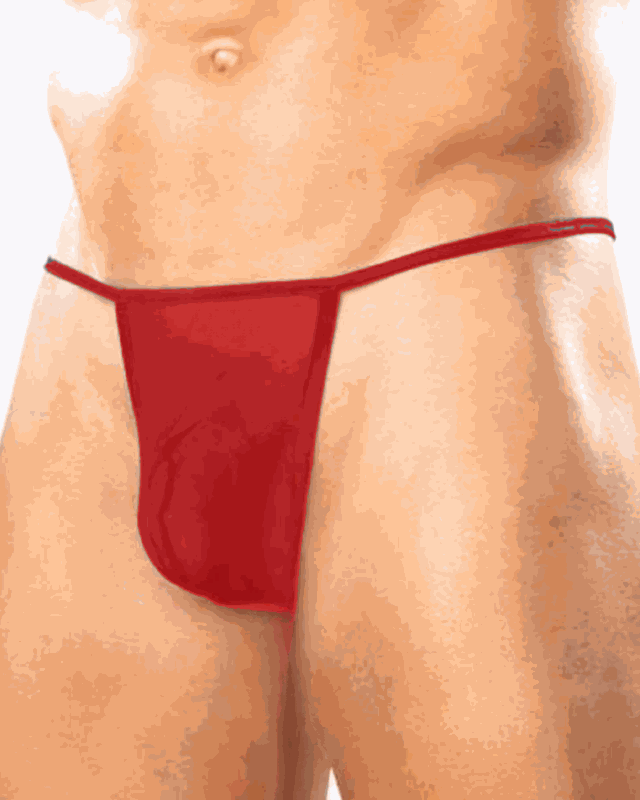 Fantezi Kırmızı Transparan Seksi Tül Erkek String BC4602