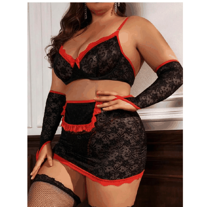 Fantazi Seksi Dantel Babydol Fantezi Gecelik (Çorapsız) BC9233