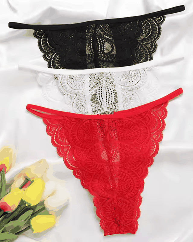 Kadın 3'lü Dantel String - Tanga BC0041
