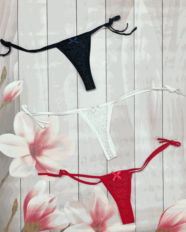 Kadın 3'lü Dantelli Yandan Bağlamalı Seksi Tanga BC0054