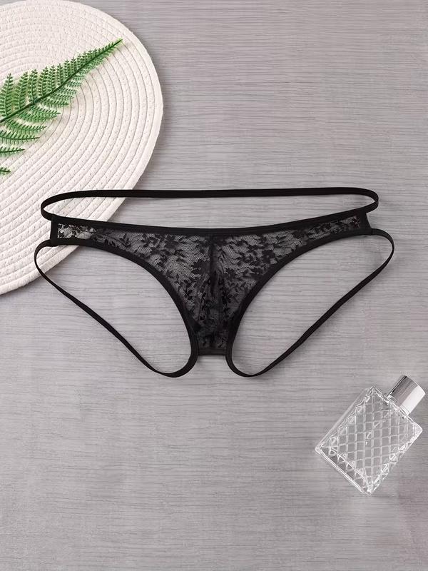 Seksi Dantelli Arkası Açık Seksi Siyah Erkek Külot BC4626