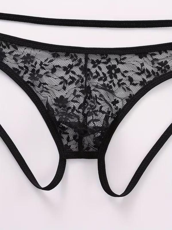 Seksi Dantelli Arkası Açık Seksi Siyah Erkek Külot BC4626