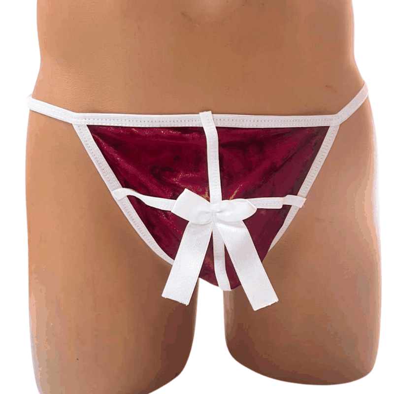 Bacio Fantezi Beyaz Fiyonklu Kadife Erkek String İç Giyim BC4593