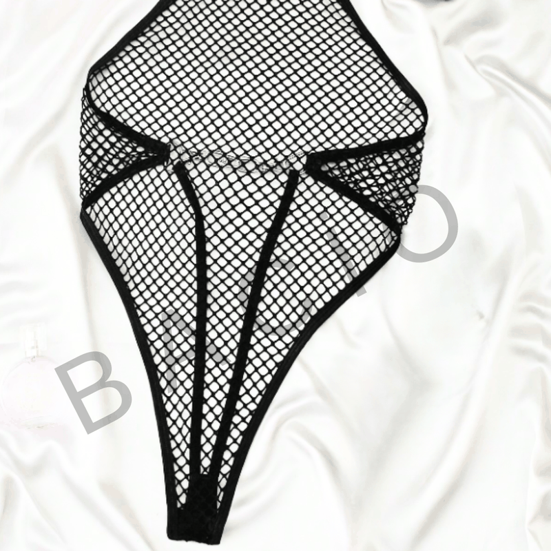 Bacio Fantezi Seksi Fileli Kelepçeli Sırtı Açık Babydoll Gecelik BC9231