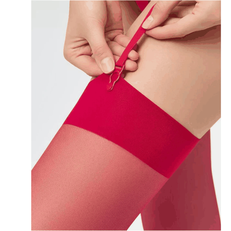 Bacio Kadın Kırmızı Düz Jartiyer Çorabı BC0433