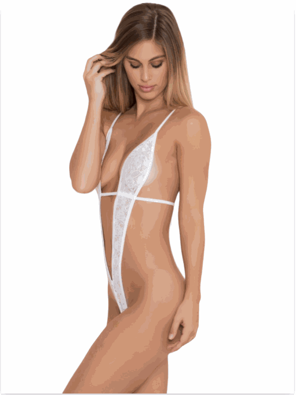 Tegan Fantezi Beyaz Dantelli Arkası Açık Seksi Gecelik TG279133-1