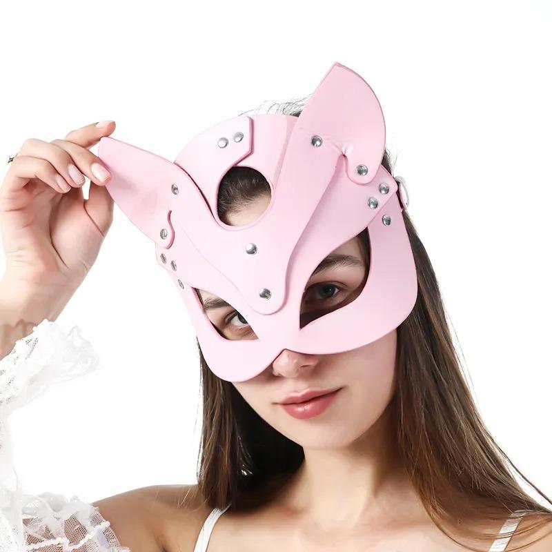 Tegan Fantezi Deri Seksi Pembe Kedi Maskesi TG275372