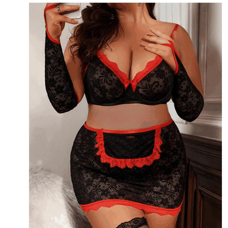 Tegan Fantazi Seksi Dantel Babydol Fantezi Gecelik (Çorapsız) TG279233
