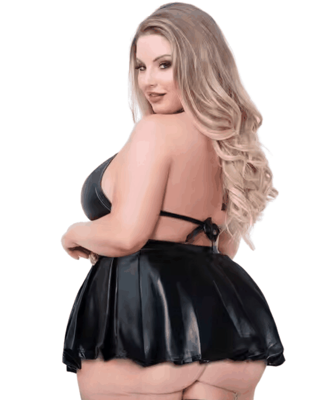 Tegan Büyük Beden Fantezi Sütyen ve Pileli Mini Etek Takımı TG2710129