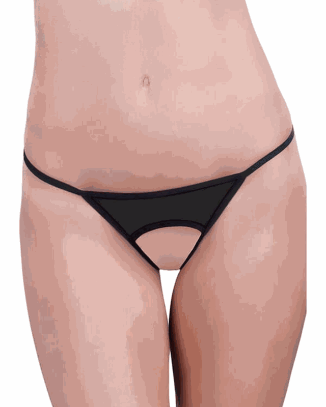Tegan Büyük Beden Fantazi Siyah  Seksi Özel Ağı Açık String - Fantazi Tanga TG270030-B