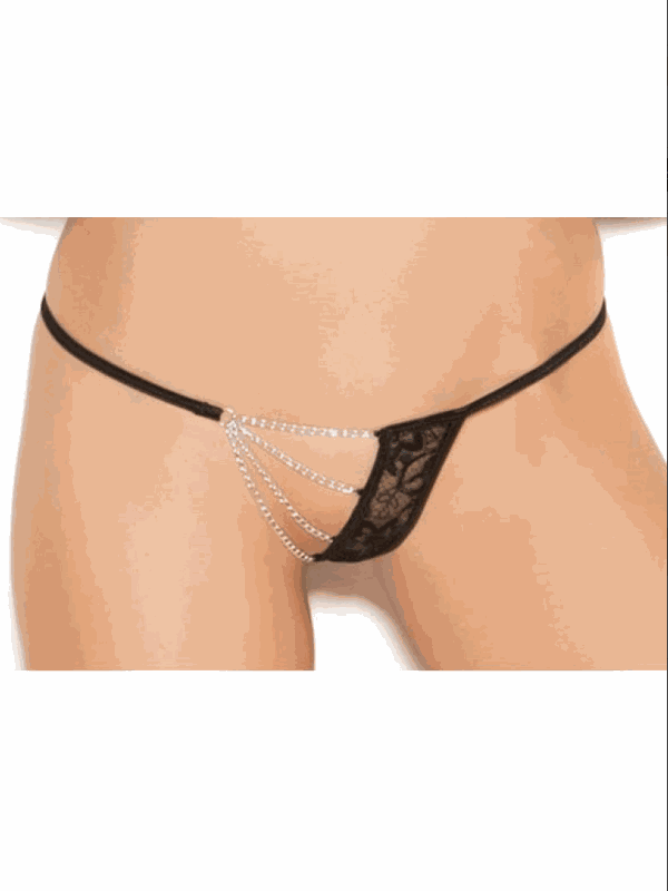 Tegan Büyük Beden Fantezi Zincirli Dantelli String-Tanga TG271294-B
