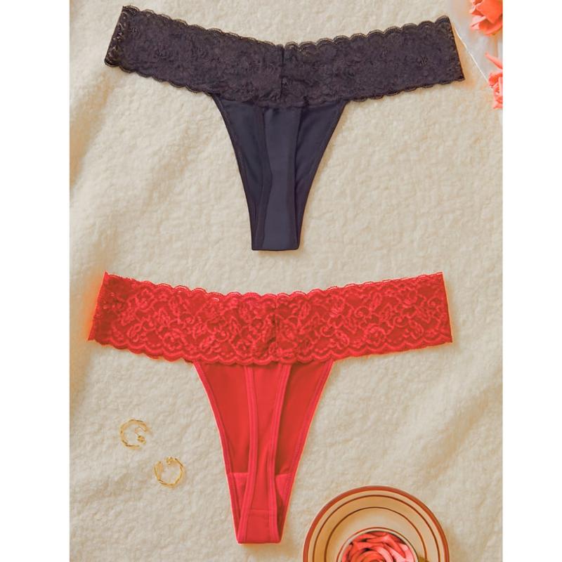 Tegan Büyük Beden Kadın 2'li Dantelli Seksi Tanga TG270053B