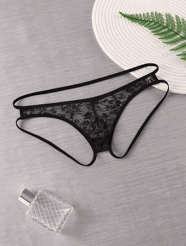 Tegan Seksi Dantelli Arkası Açık Seksi Siyah Erkek Külot TG274626