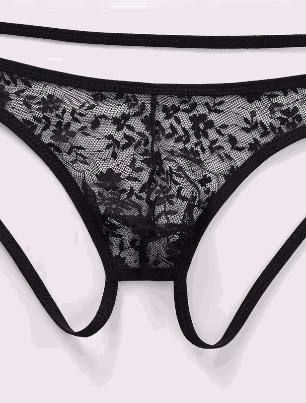 Tegan Seksi Dantelli Arkası Açık Seksi Siyah Erkek Külot TG274626